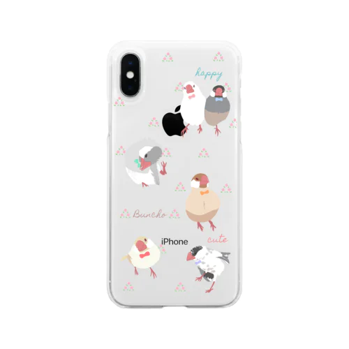 おしゃれ文鳥さん達のスマホケース Soft Clear Smartphone Case