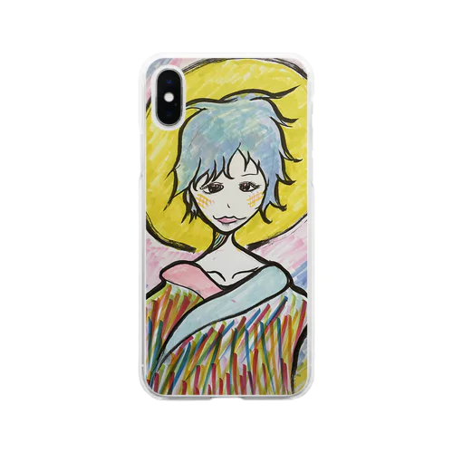 水色の子 Soft Clear Smartphone Case