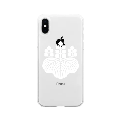 豊臣秀吉 家紋 桐紋（五七の桐） 白 Soft Clear Smartphone Case