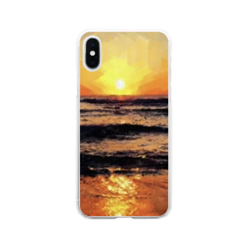 オレンジ夕日 Soft Clear Smartphone Case