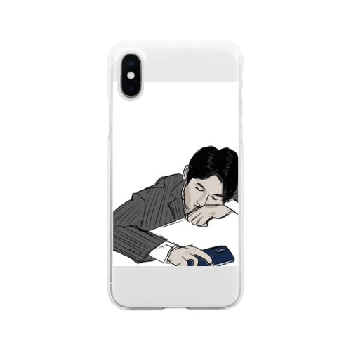 オフィスで寝る人 Soft Clear Smartphone Case