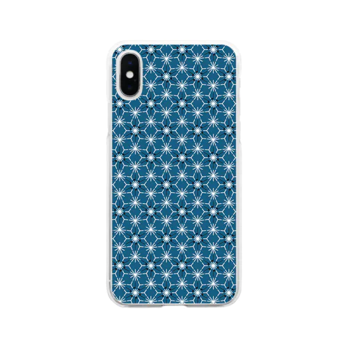 和音　麻の葉と音符（藍色） Soft Clear Smartphone Case