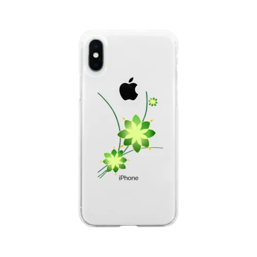 緑色のお花 Soft Clear Smartphone Case