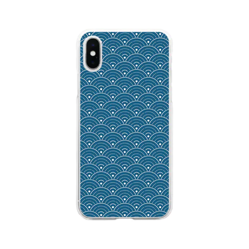 和音 青海波とフェルマータ（藍色） Soft Clear Smartphone Case