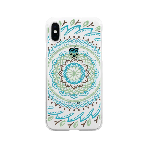 マンダラアート(風・木) Soft Clear Smartphone Case