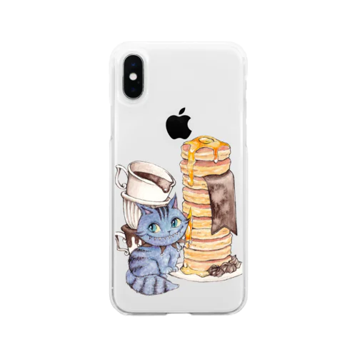 不思議の国のアリス×チョコレート／チェシャ猫ホットケーキ Soft Clear Smartphone Case