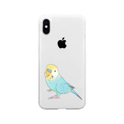 見上げるセキセイインコちゃん【まめるりはことり】 Soft Clear Smartphone Case