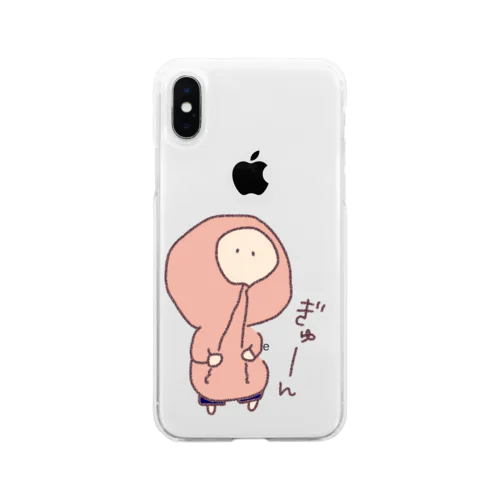 フードの紐ぎゅーん太郎 Soft Clear Smartphone Case