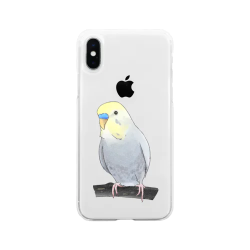 のんびりセキセイインコちゃん【まめるりはことり】 Soft Clear Smartphone Case