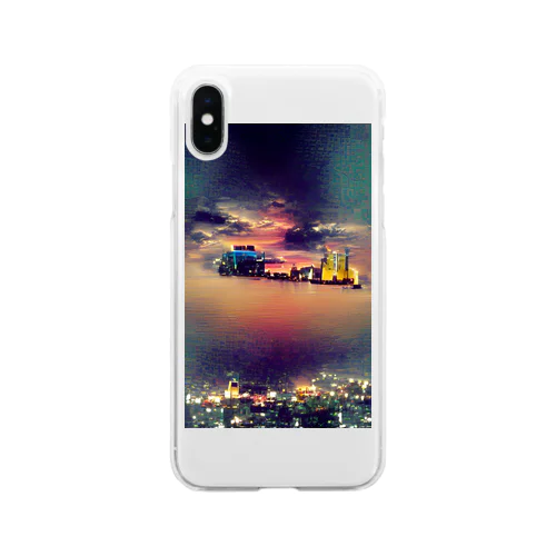 AIの描いた街 Soft Clear Smartphone Case