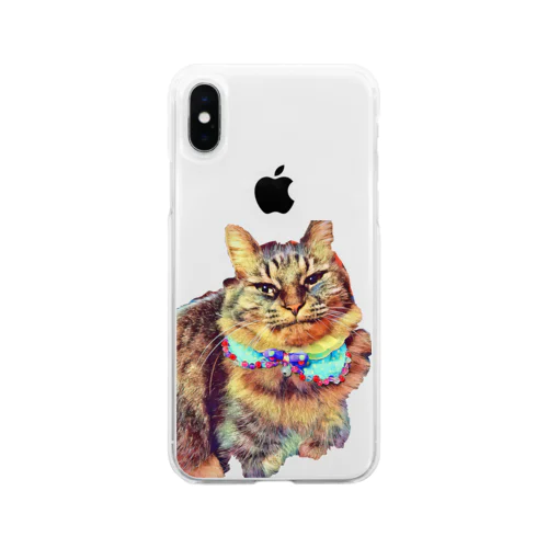 猫の月見ちゃん Soft Clear Smartphone Case