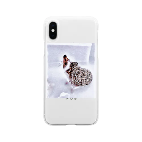 ハリネズミ　絵画風　 Soft Clear Smartphone Case