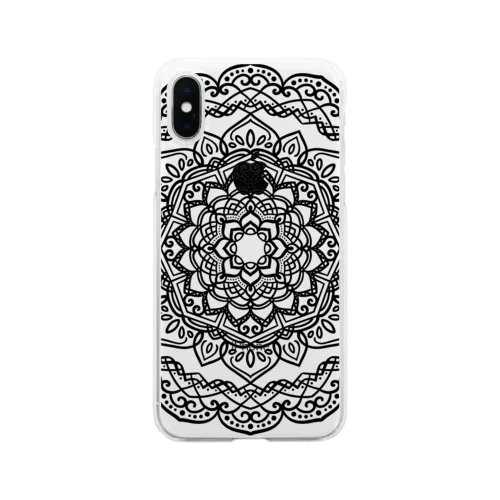 マンダラアート(線画・幾何学模様) Soft Clear Smartphone Case