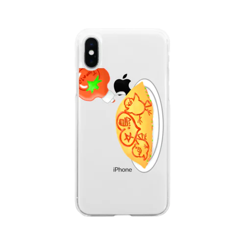 ラブ文鳥オムライス 縦長 Soft Clear Smartphone Case