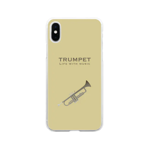 トランペット（モノトーン）　楽器スマホケース Soft Clear Smartphone Case