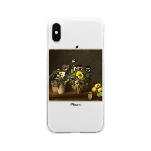 アンリファンタンラトゥール　/　パンジーのある静物　Still Life with Pansies 1874 Soft Clear Smartphone Case