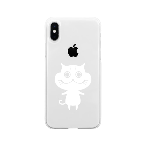 ねこホワイト Soft Clear Smartphone Case