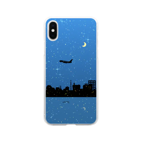 Night Flight(crescent moon) Soft Clear Smartphone Case