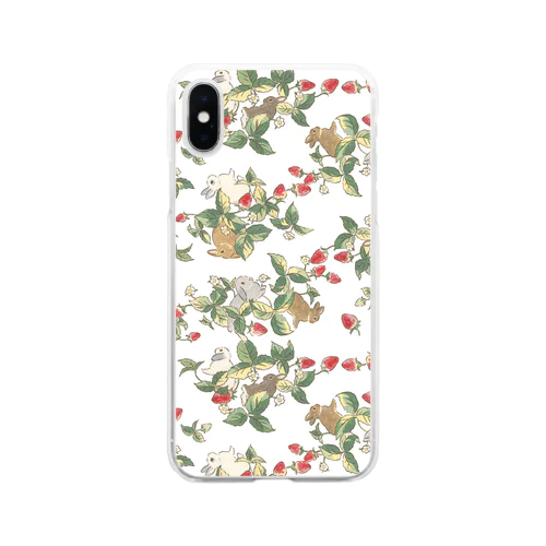 Strawberry fields bunnies Soft Clear Smartphone Case