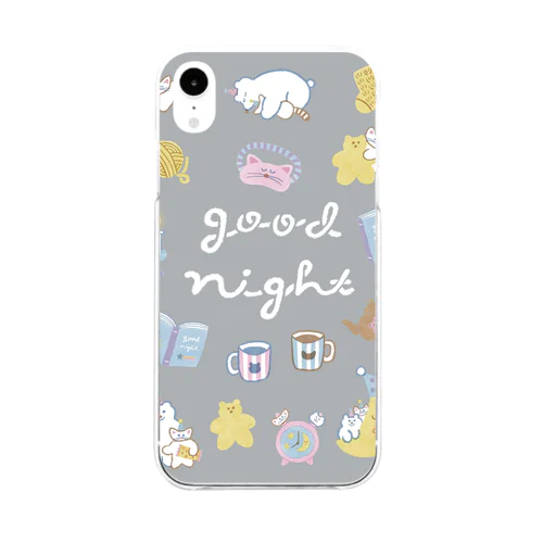 good night_ねことくま Soft Clear Smartphone Case