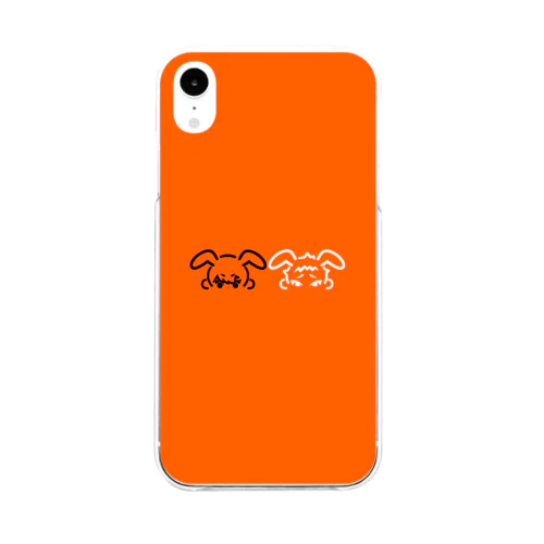 黒白バニーオレンジ Soft Clear Smartphone Case