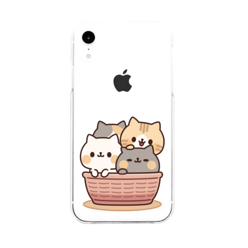 ネコがいっぱい/カゴver. Soft Clear Smartphone Case