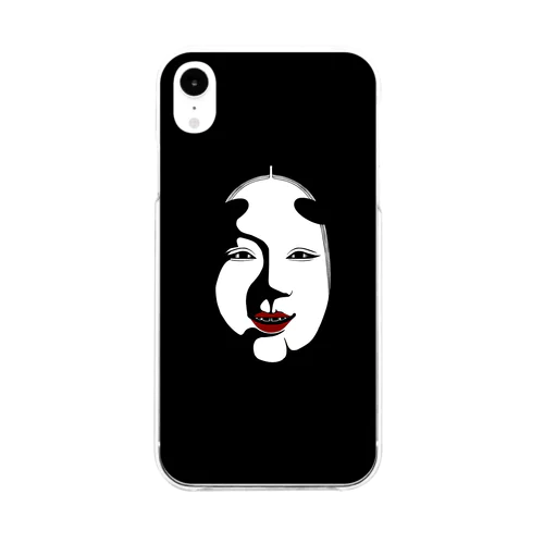 No men な能面　ホラーver. Soft Clear Smartphone Case