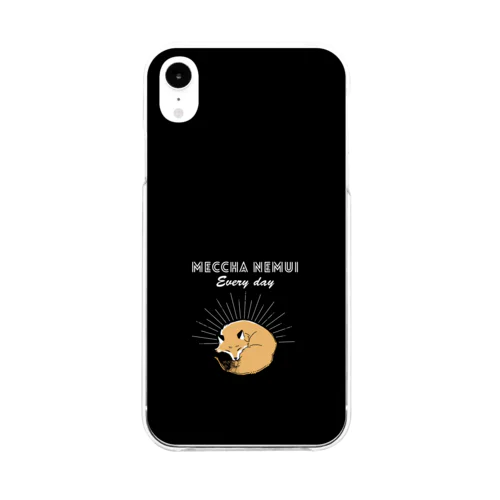 MECCHA NEMUI きつね BLACK Soft Clear Smartphone Case