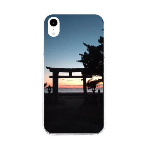 海岸沿い神社の幻想風景 Soft Clear Smartphone Case