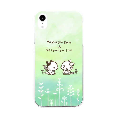 東洋竜さんと西洋竜さん~さわやか緑~ Soft Clear Smartphone Case