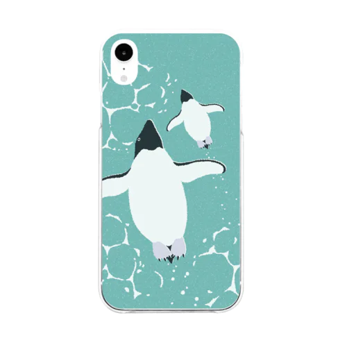 泳ぐアデリーペンギン Soft Clear Smartphone Case