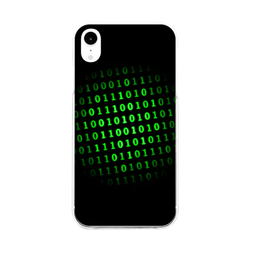 Binary Number phone case Green ソフトクリアスマホケース