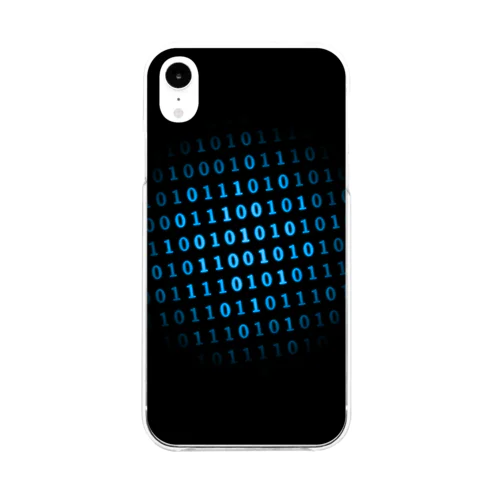 Binary Number phone case Blue ソフトクリアスマホケース