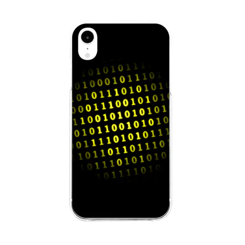 Binary Number phone case Yellow ソフトクリアスマホケース