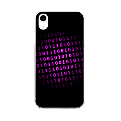 Binary Number phone case Purple ソフトクリアスマホケース