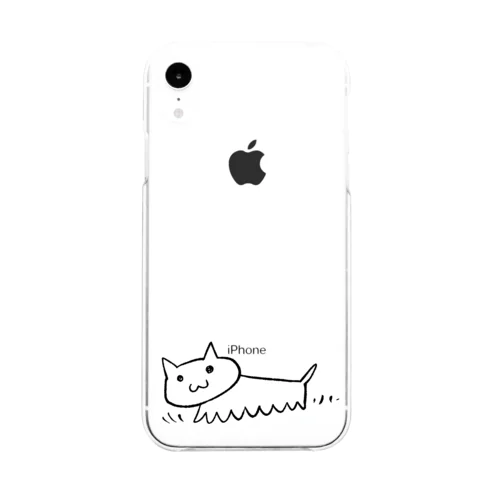 ねこではないなにか…仮にぬことする。（黒） Soft Clear Smartphone Case