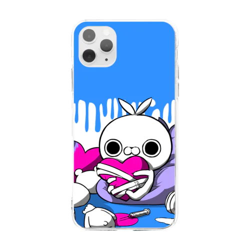 クレイジー闇うさぎ(メンヘラブルー) Soft Clear Smartphone Case