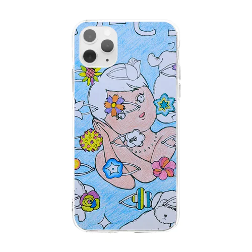 犬達スリーピン Soft Clear Smartphone Case