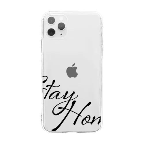 いつも心にstayhome（black/黒） Soft Clear Smartphone Case