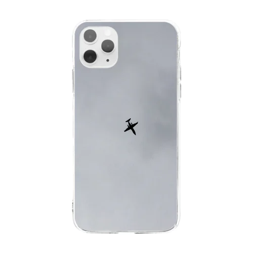 曇天-飛行機 Soft Clear Smartphone Case