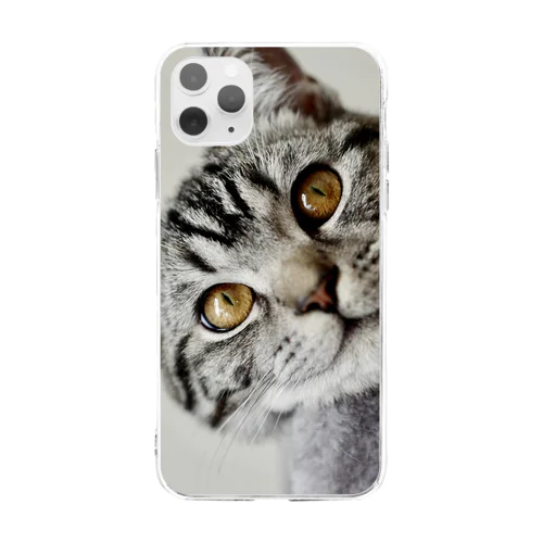 猫の笑顔に癒されて Soft Clear Smartphone Case