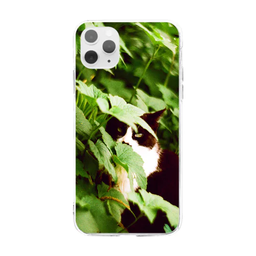 緑を纏った猫 Soft Clear Smartphone Case