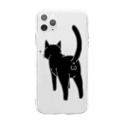 ねこけつω（黒猫） Soft Clear Smartphone Case