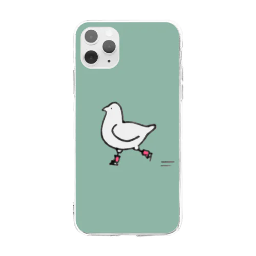 スケートする鳩 Soft Clear Smartphone Case