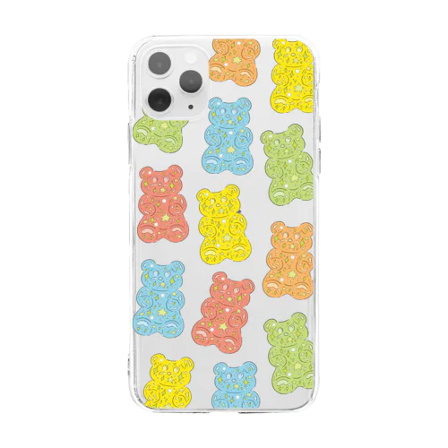 くまグミたくさん Soft Clear Smartphone Case