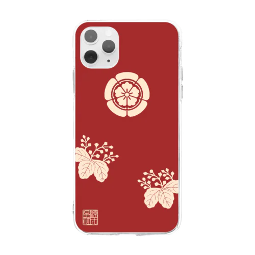 木瓜桐文緋羅紗陣羽織柄 Soft Clear Smartphone Case