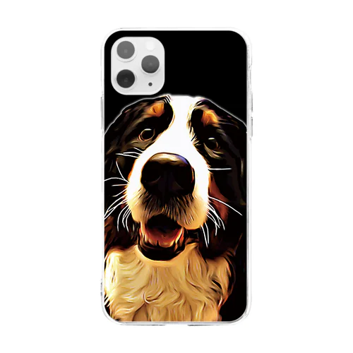 バーニーズマウンテンドッグ／Bernese Mountain Dog／ブラック／Black／001-05／ソフトクリアスマホケース Soft Clear Smartphone Case