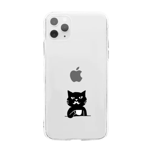 喫茶・髭猫ロゴ② Soft Clear Smartphone Case