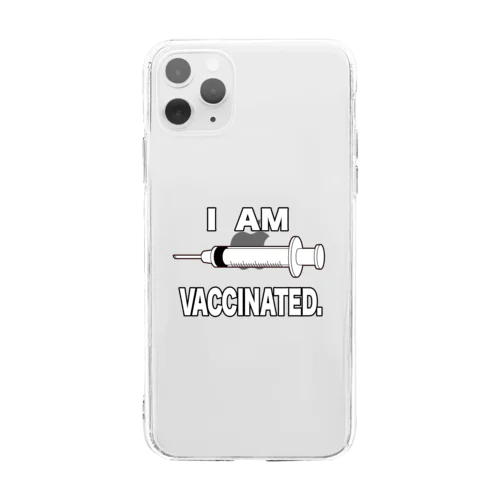 ワクチン接種済みのイラスト COVID-19 vaccine mRNA 英語文字付き Soft Clear Smartphone Case