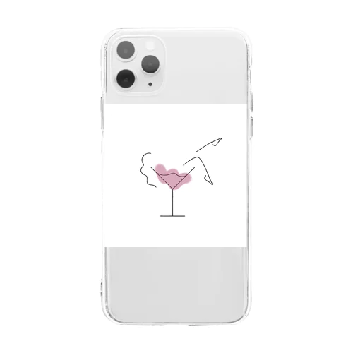 WINE GIRL（on color） Soft Clear Smartphone Case